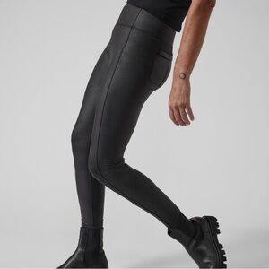 Athleta Size M/T (Tall) Delancey Gleam Tights With Back Zippered Pockets - Black